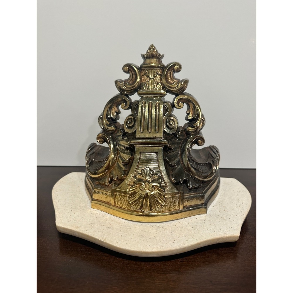 Vintage 1981 Syroco 3534 Gold Wall Shelf Faux Marble Top Hollywood Regency USA